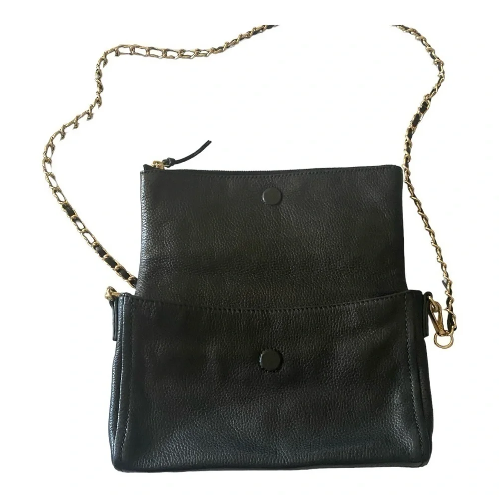 KATE SPADE-BLACK FOLD OVER CROSSBODY BAG